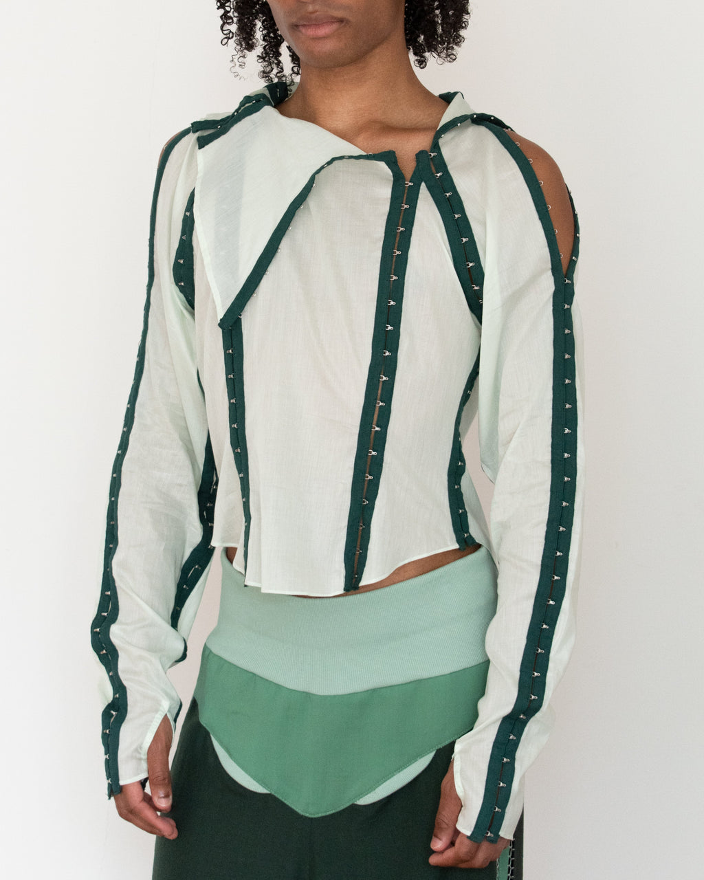 Hook and eye tape shirt