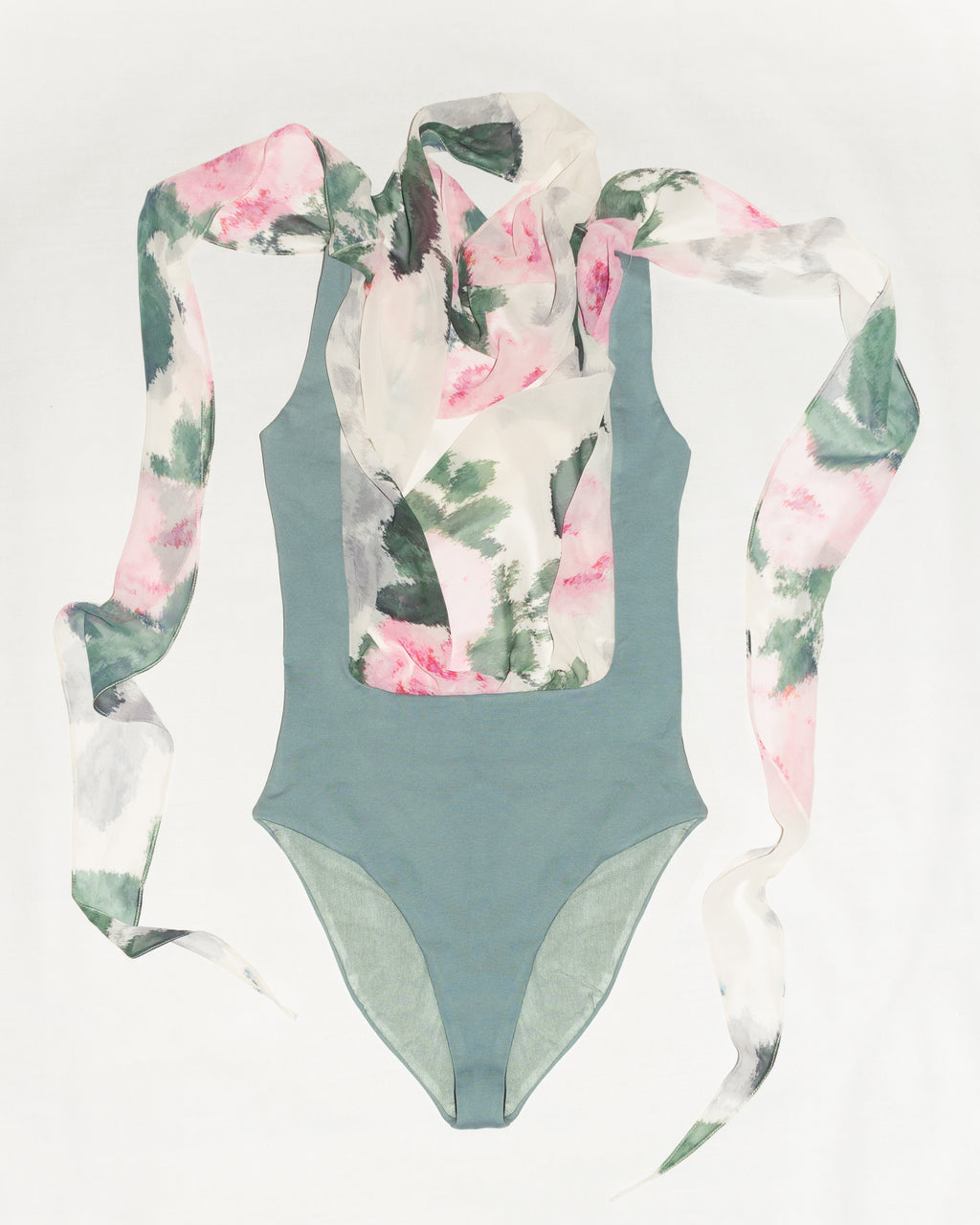 Leotard with floral drape