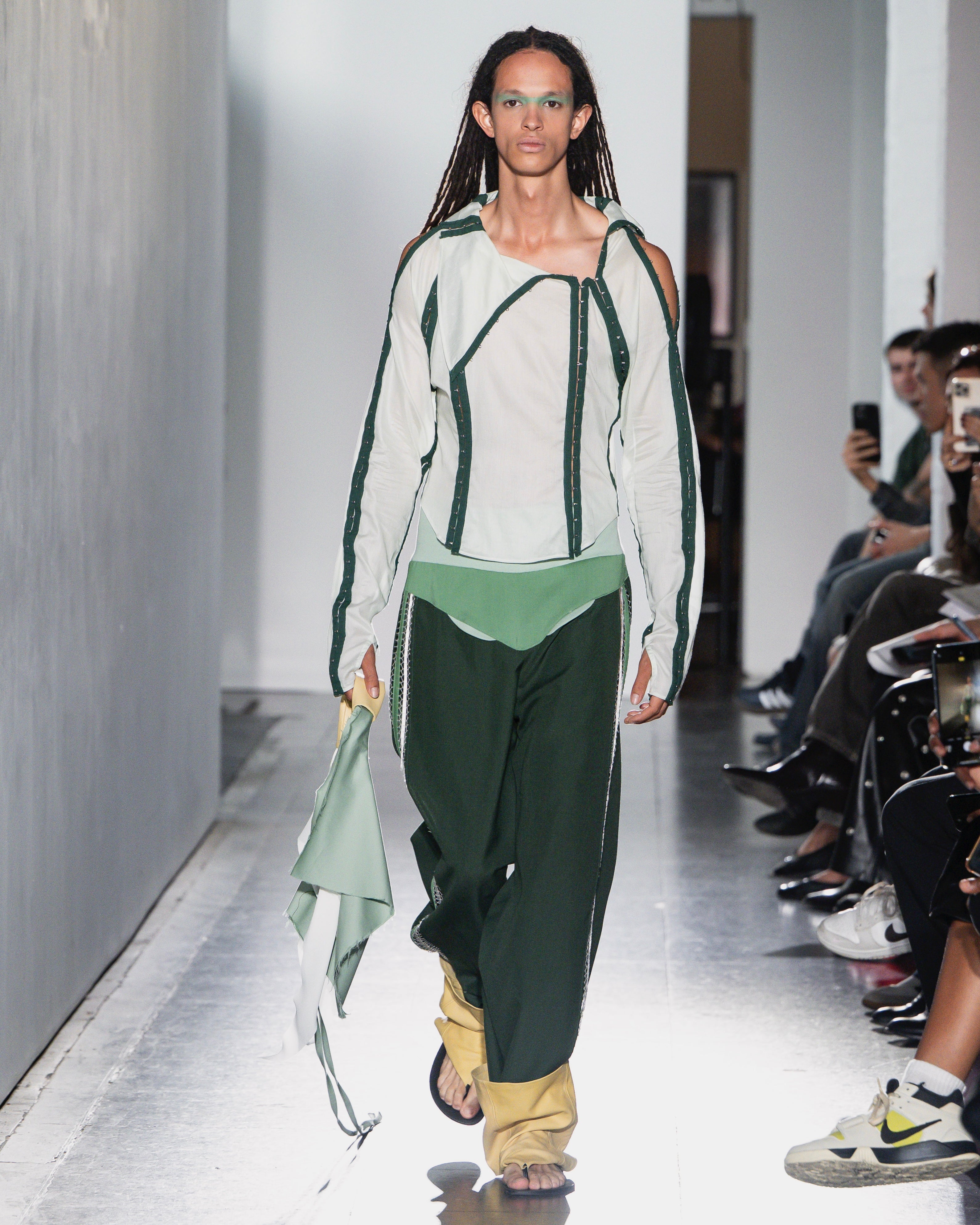 Hook and eye tape shirt