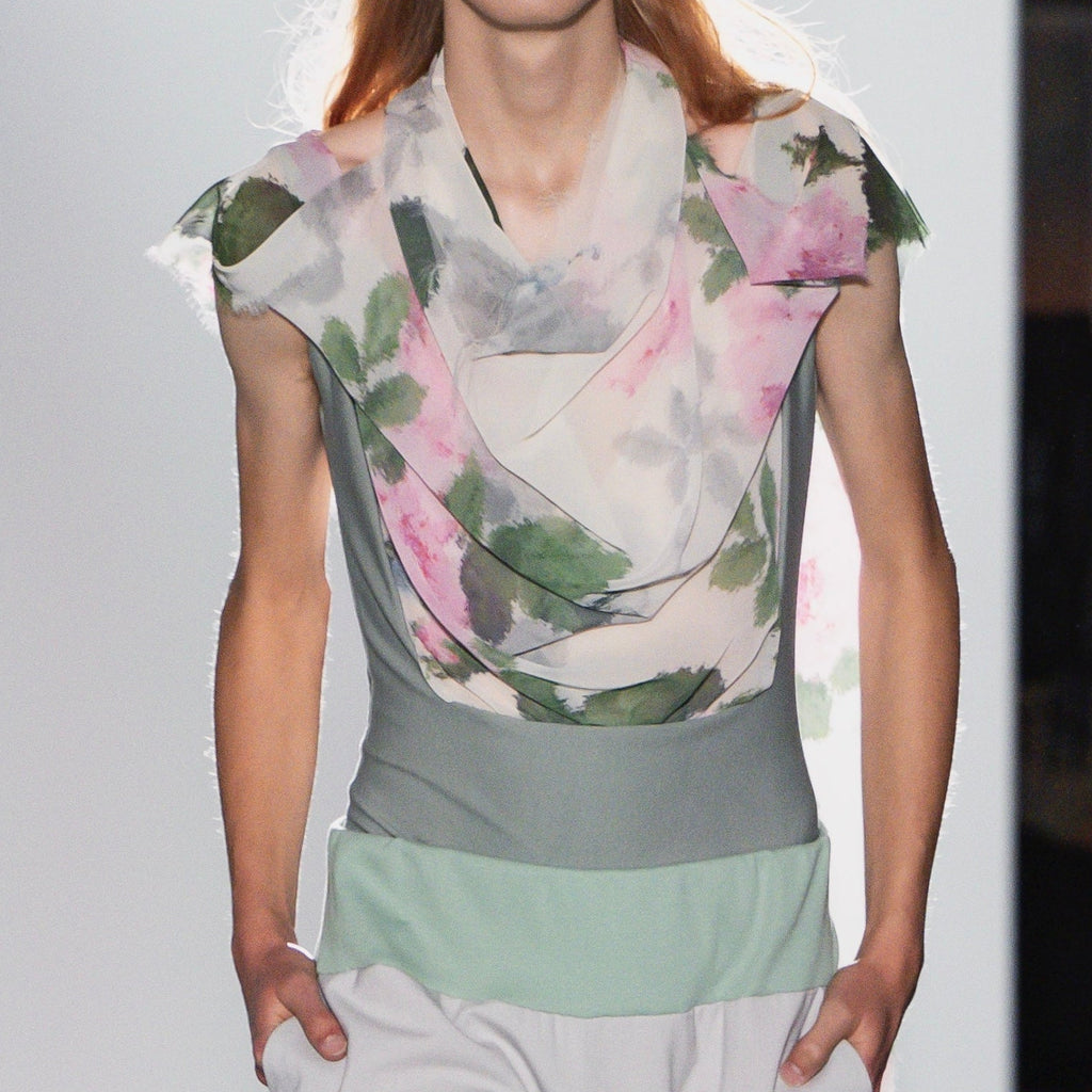 Leotard with floral drape