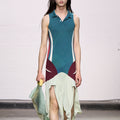 Polo dress with draped skirt