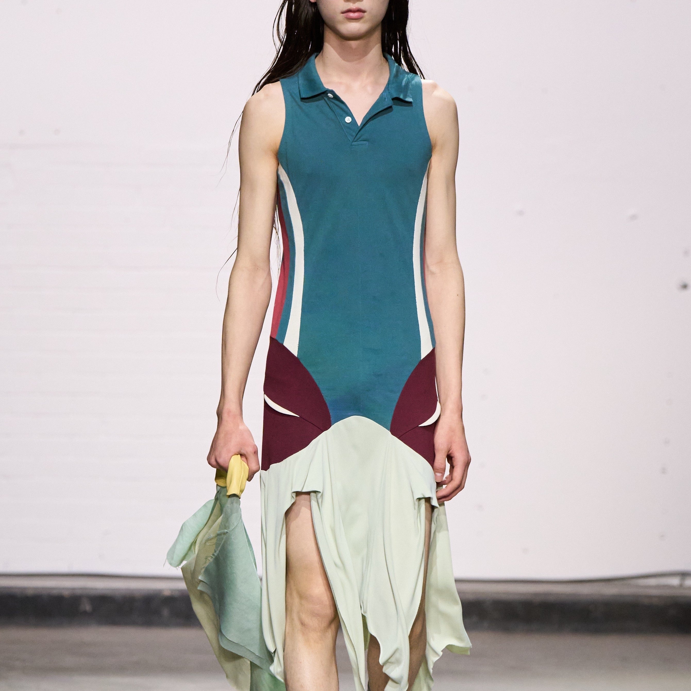 Polo dress with draped skirt